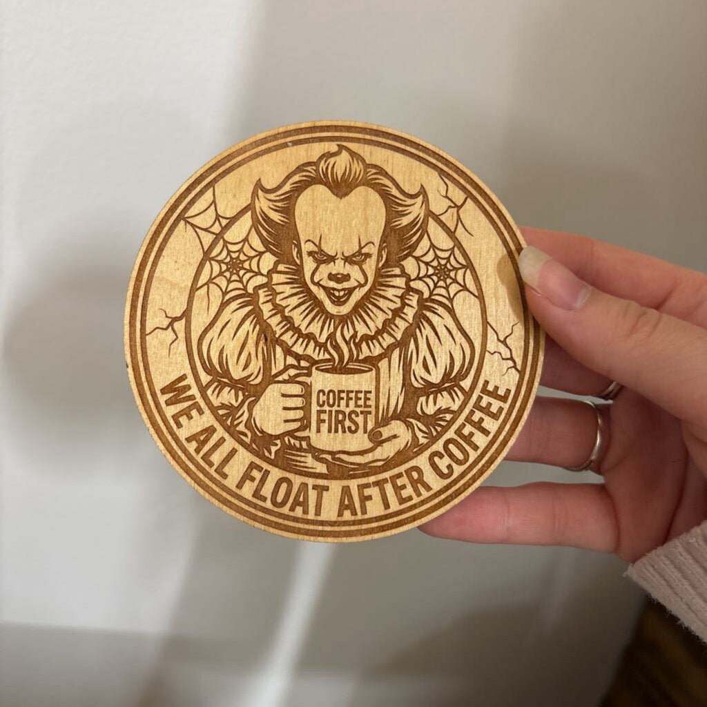Coasters Halloween movie characters - we all float after coffee