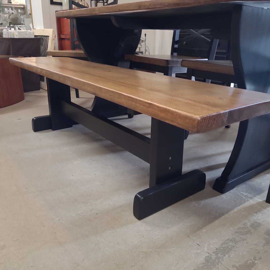 NEWLY MADE HARVEST TABLE W/4 CHAIRS & BENCH