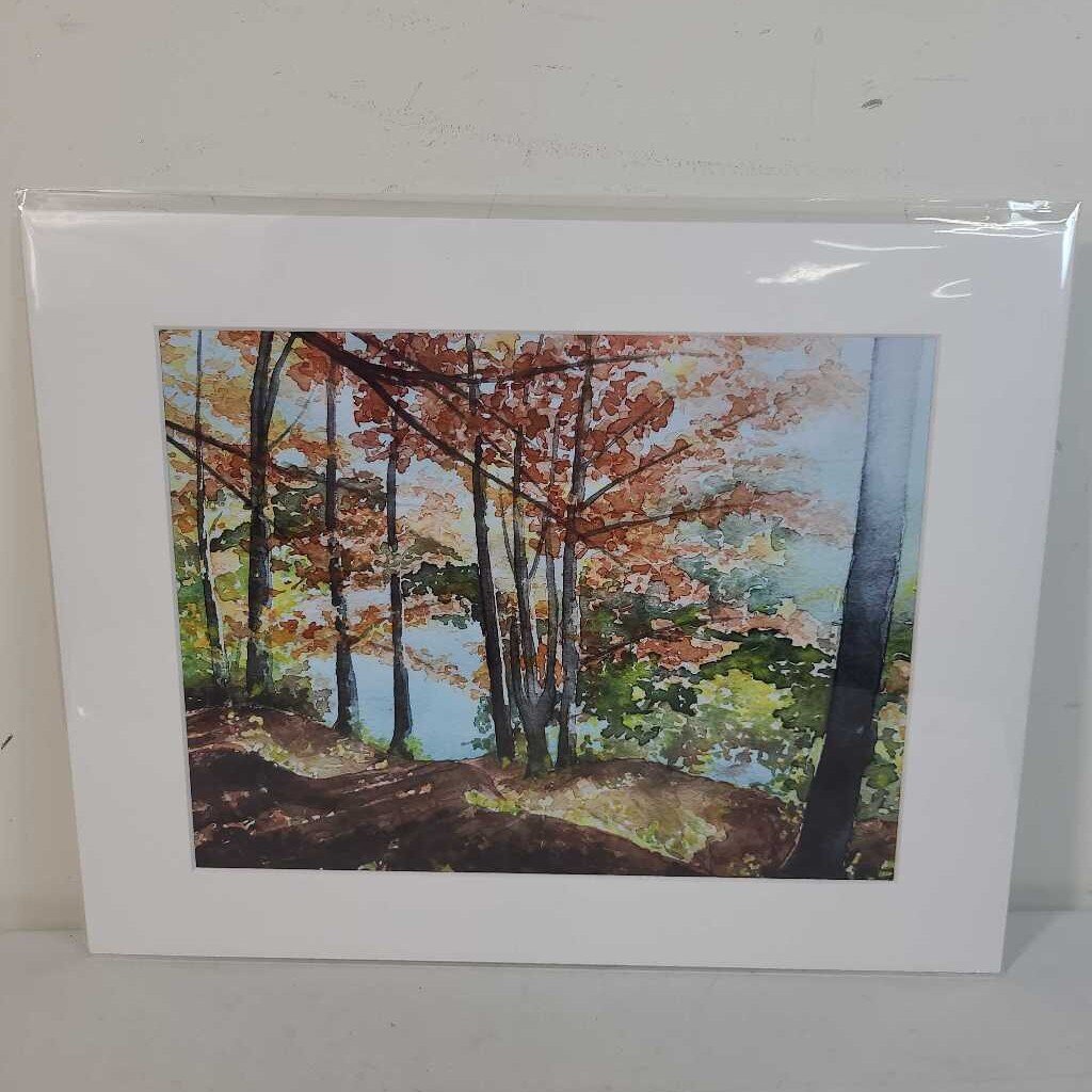 FALL TREES BY THE WATER (11x14)