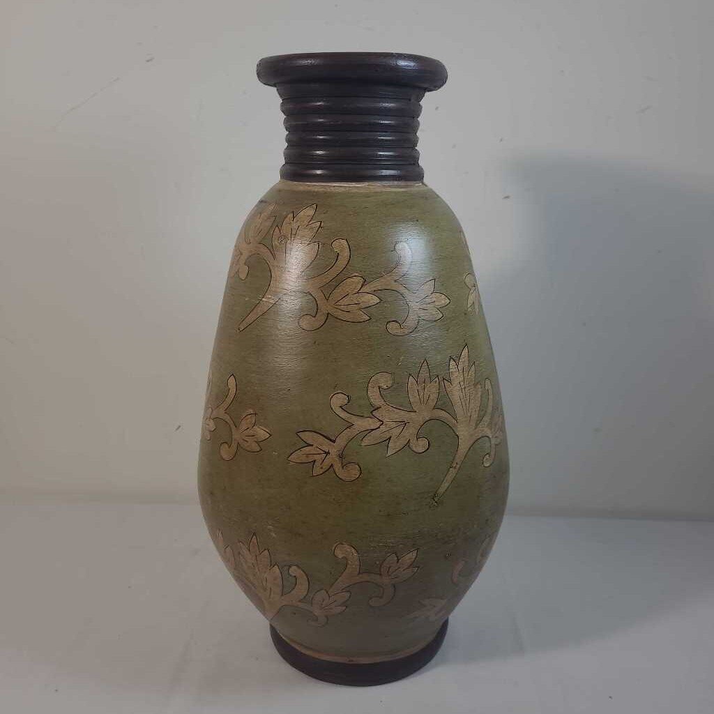 GREEN & BROWN VASE
