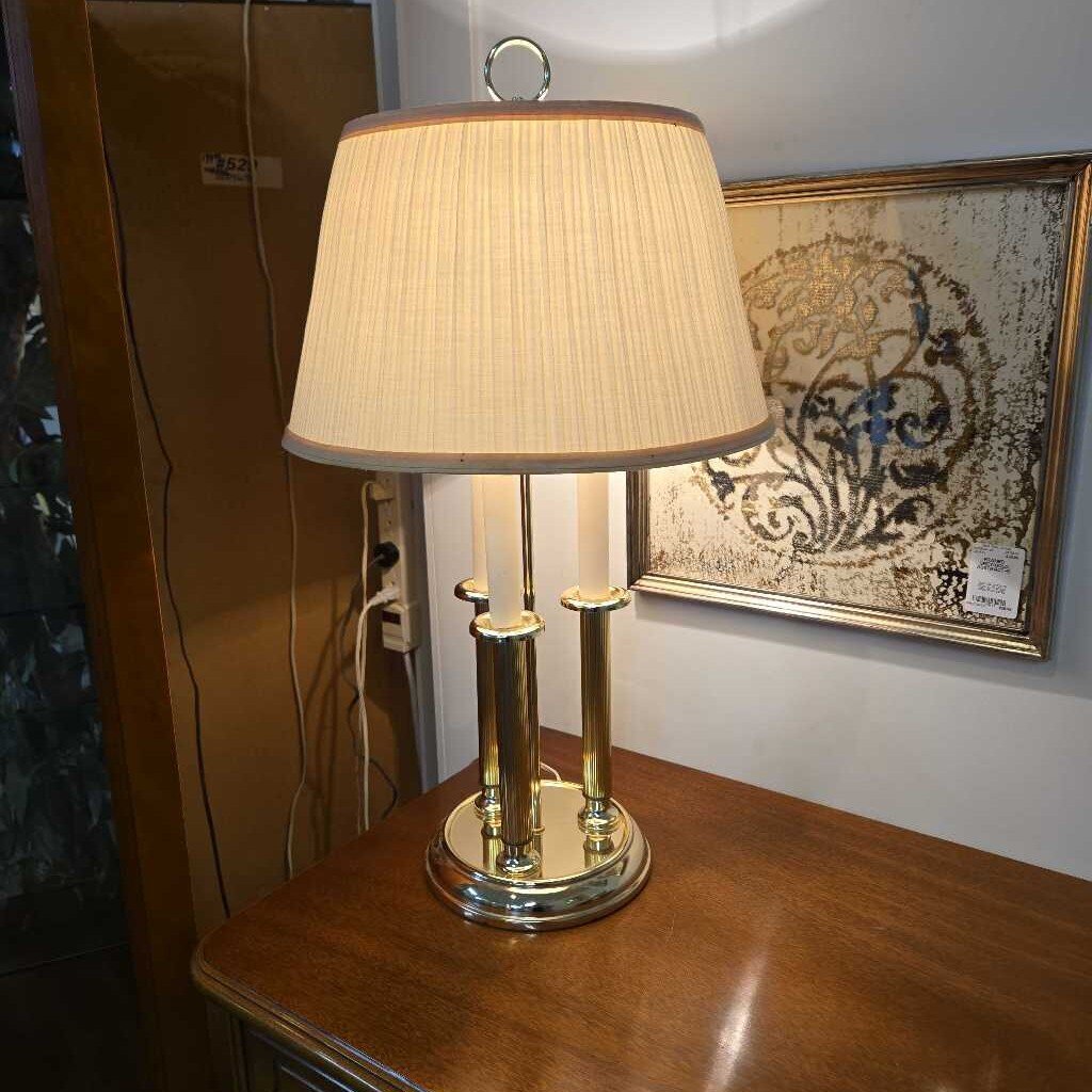GOLD LAMP W/PLEATED SHADE