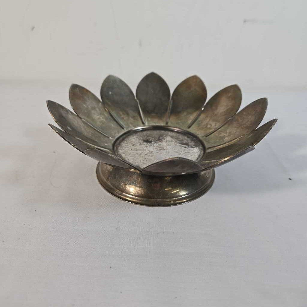 SILVER FLOWER DISH