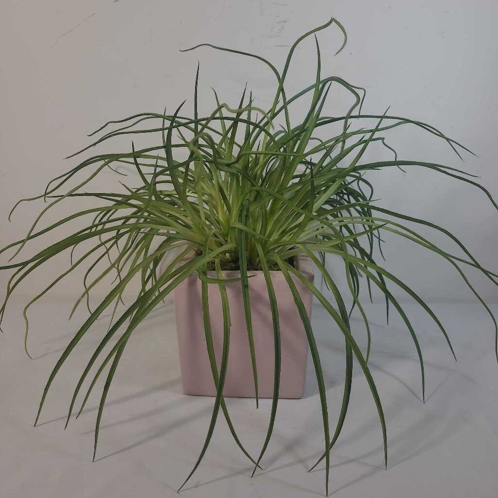 FAUX GRASS IN PINK POT