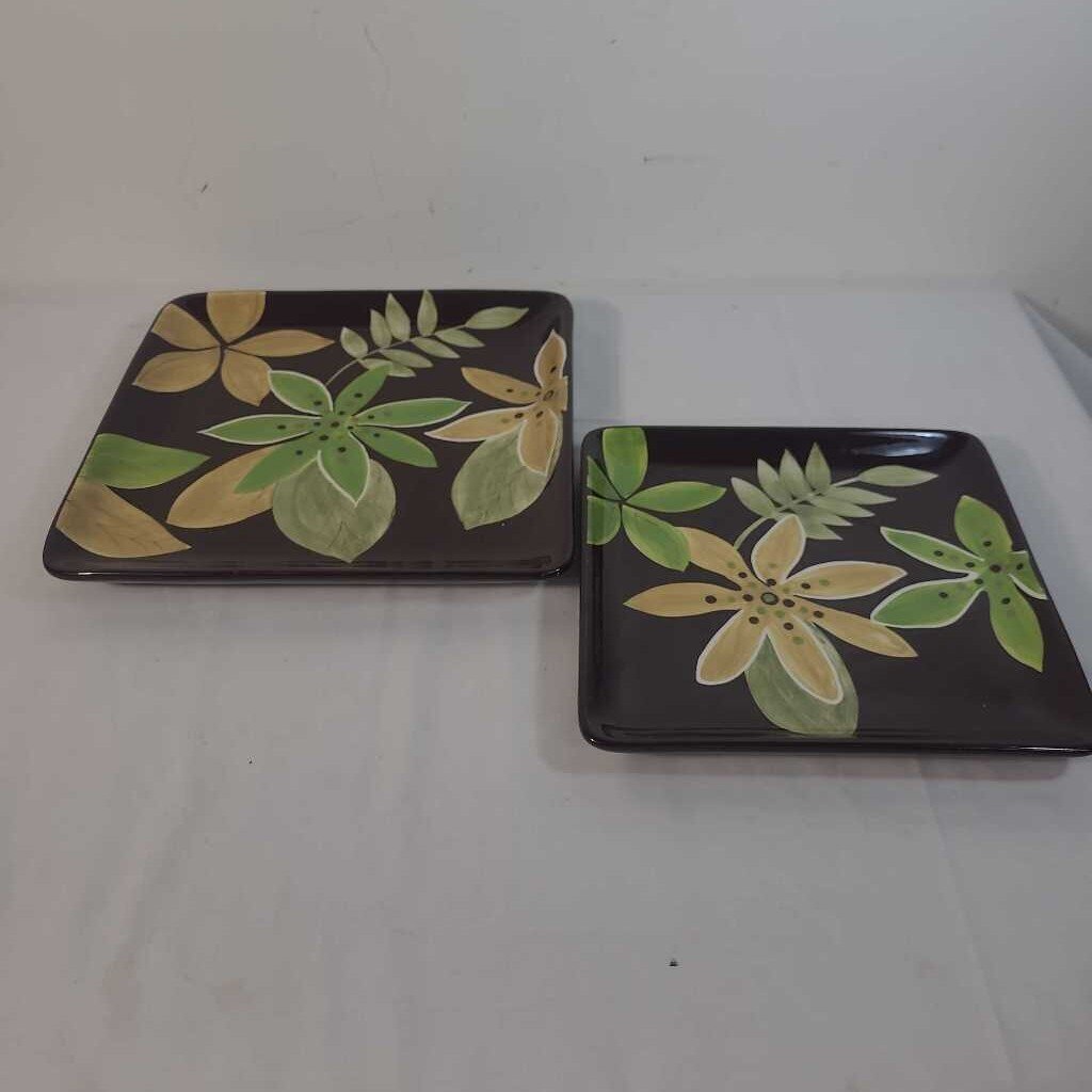 PR BROWN & GREEN SERVING PLATES