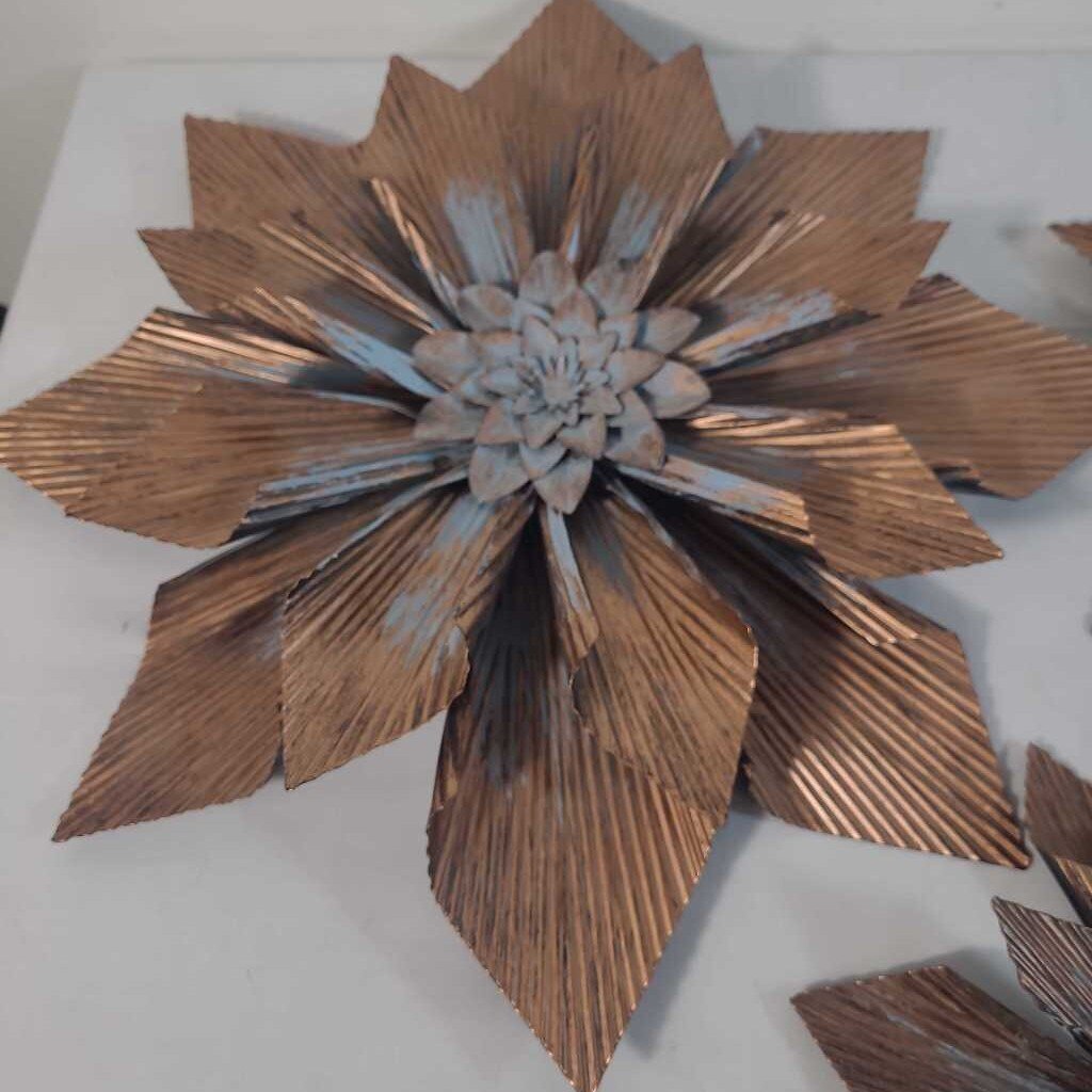 S/3 COPPER FLOWER WALL ART