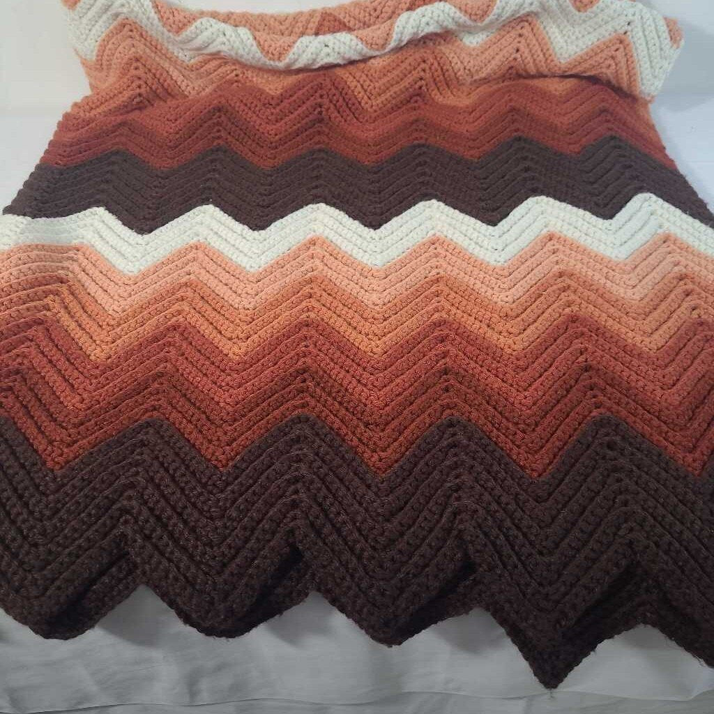 BROWN & ORANGE AFGHAN
