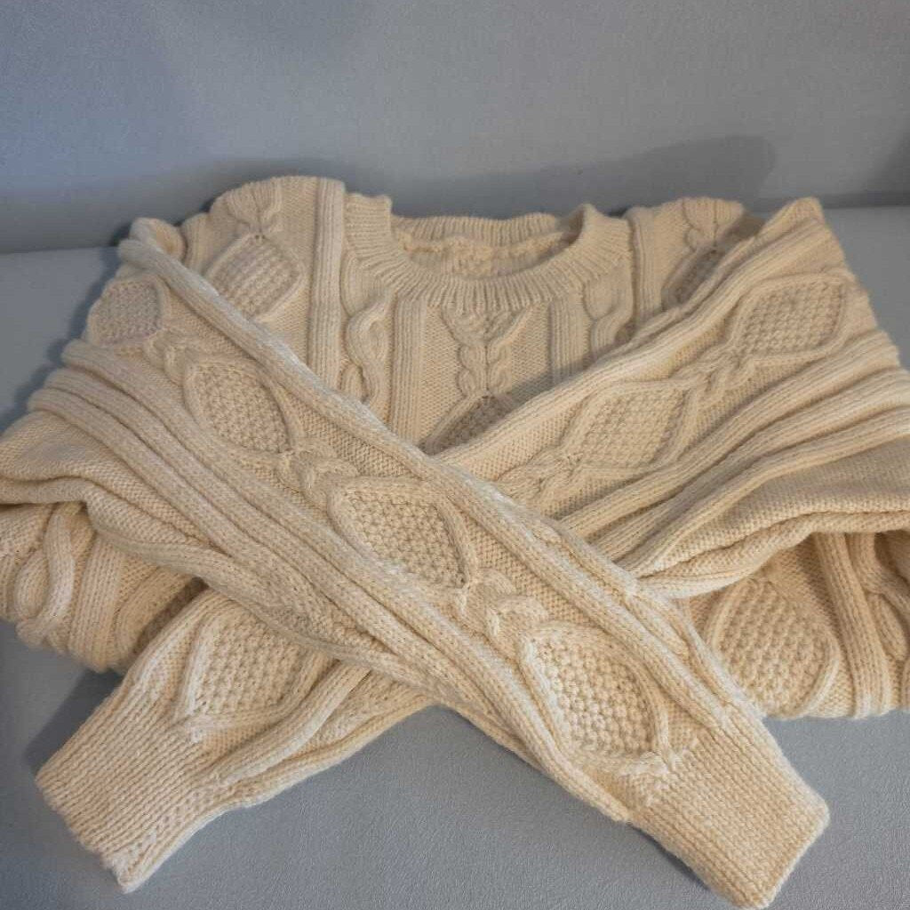 Hand Knit White Cable Knit Sweater