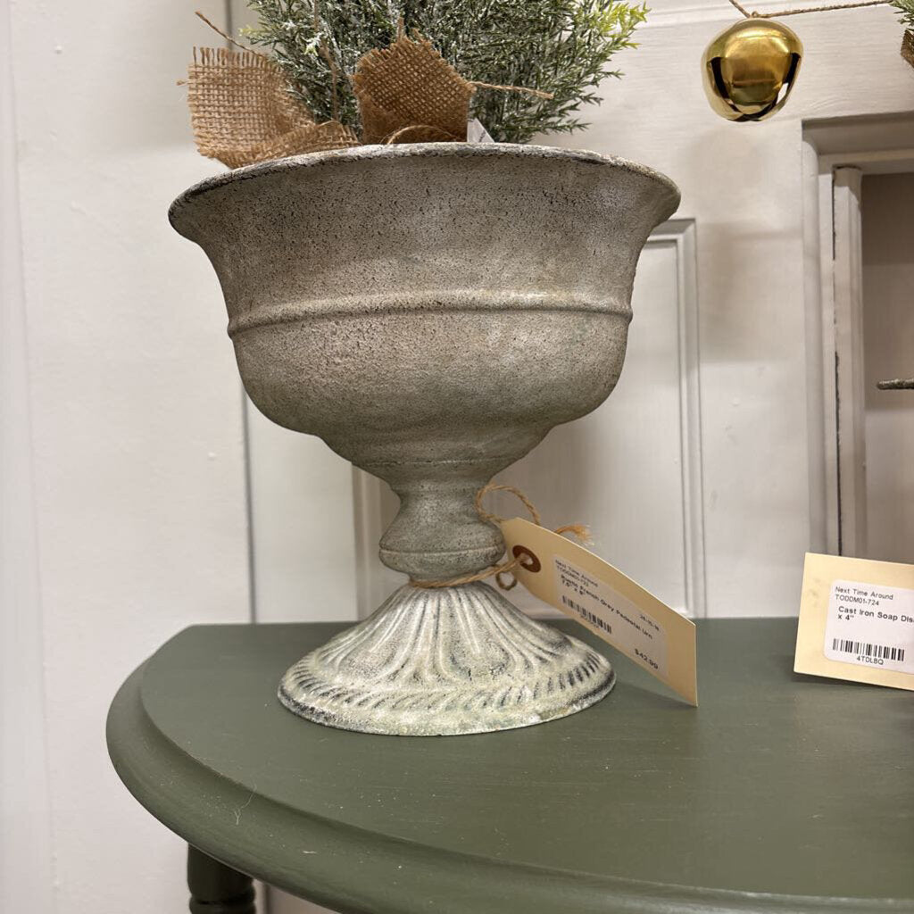 Rustic French Grey Pedestal Urn