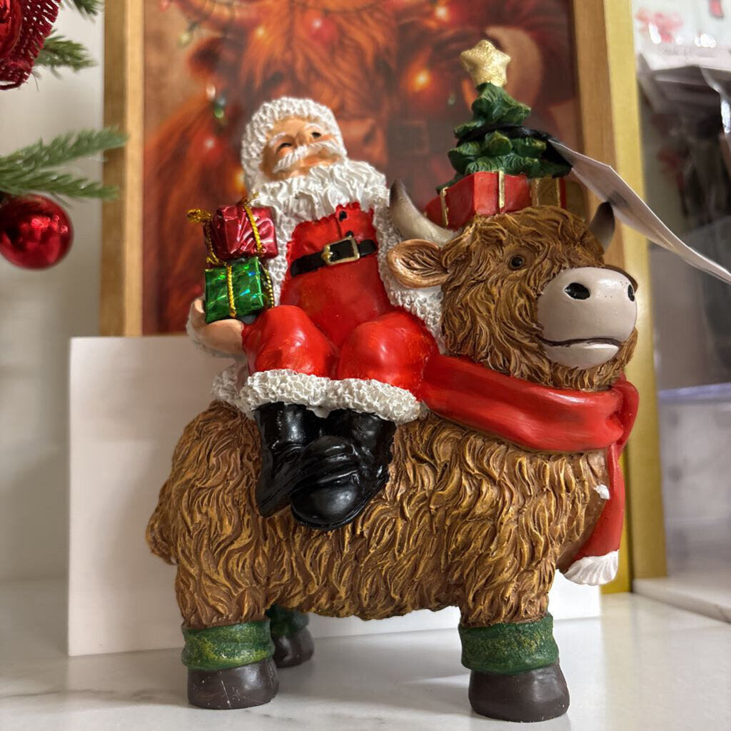 Santa on Highland Cow