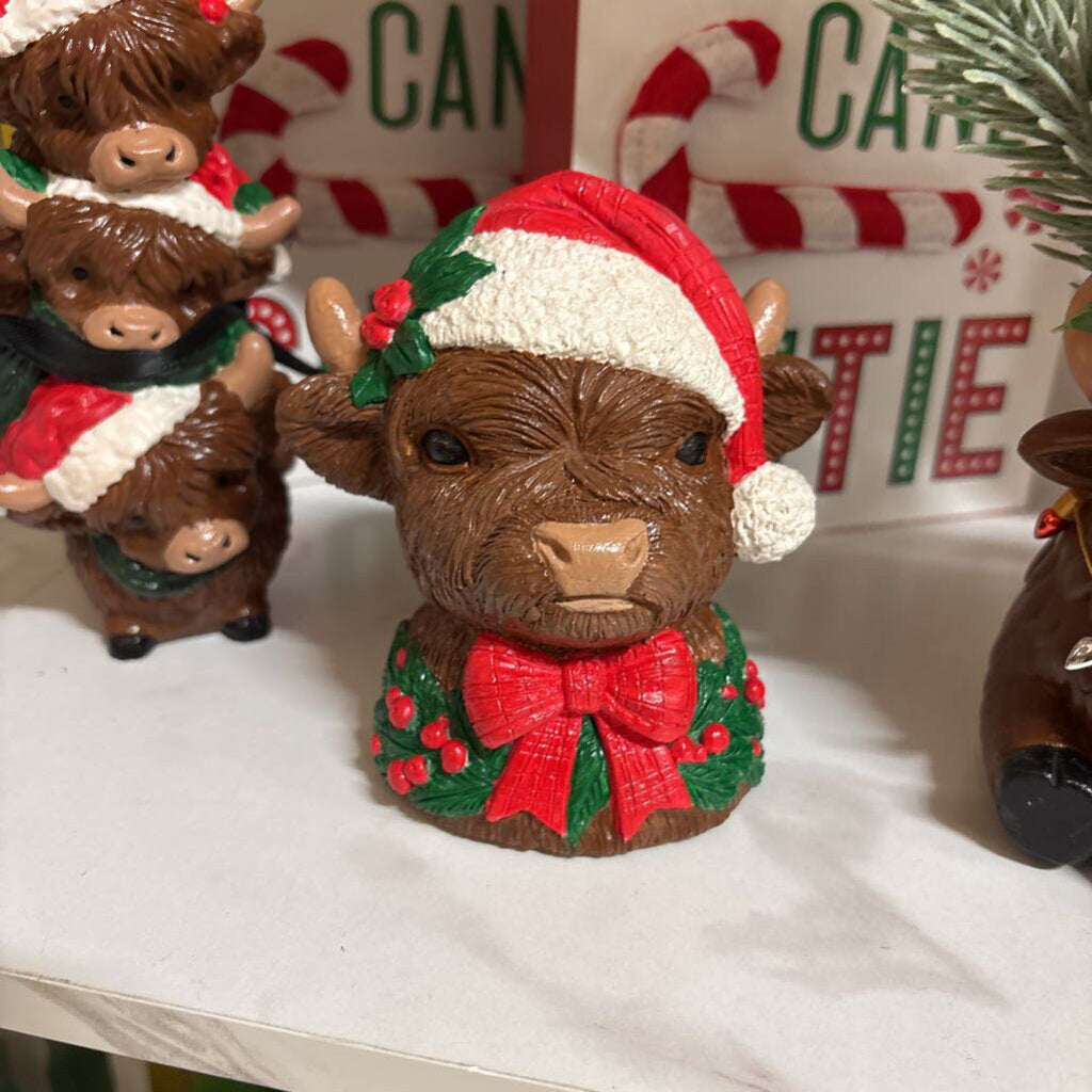 Hand Painted Cement Highland Cow