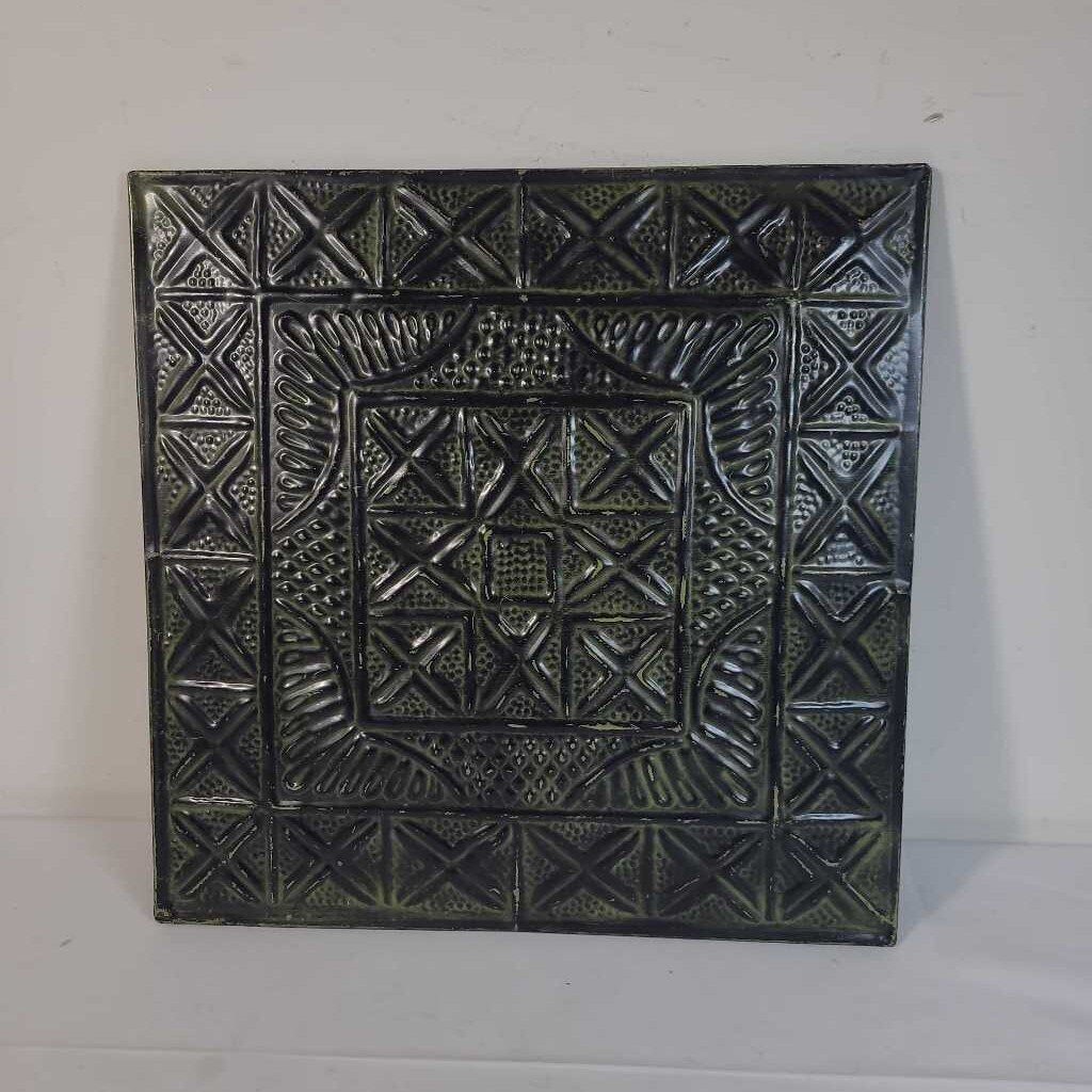 GREEN TIN TILE WALL ART