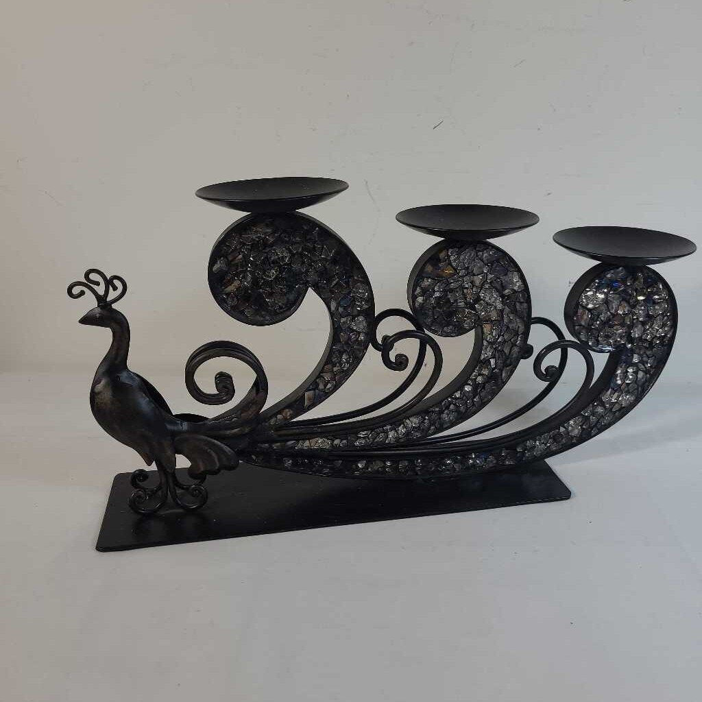 MOSAIC PEACOCK CANDLE HOLDER