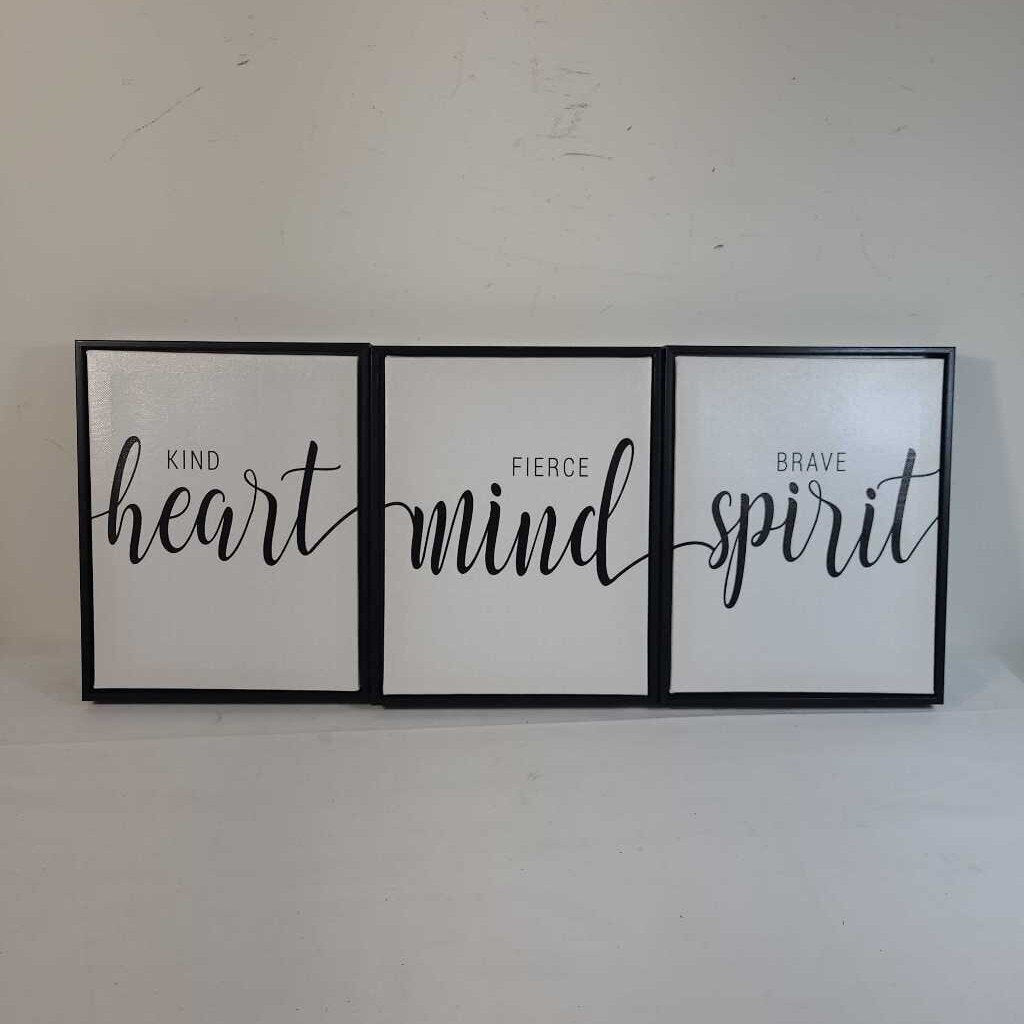 S/3 FRAMED CANVAS - HEART, MIND, SPIRIT