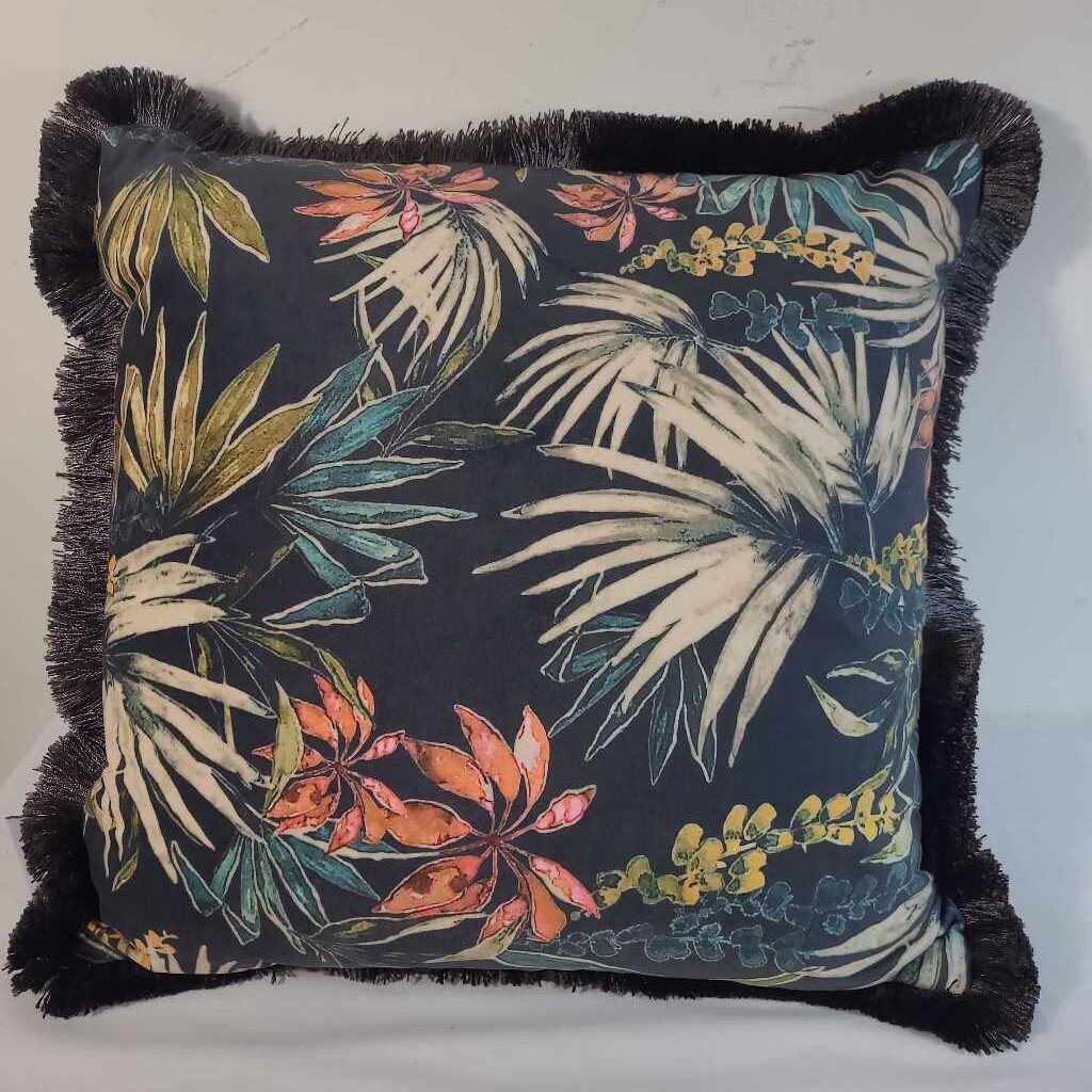 FLORAL DOWN FILLED PILLOW W/ FRINGE