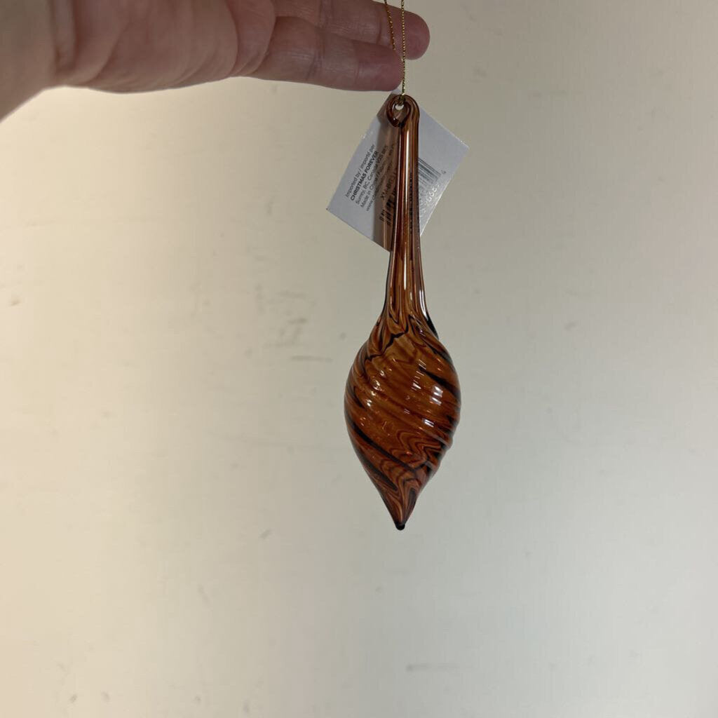GLASS SPIRAL DROP ORNAMENT - BROWN
