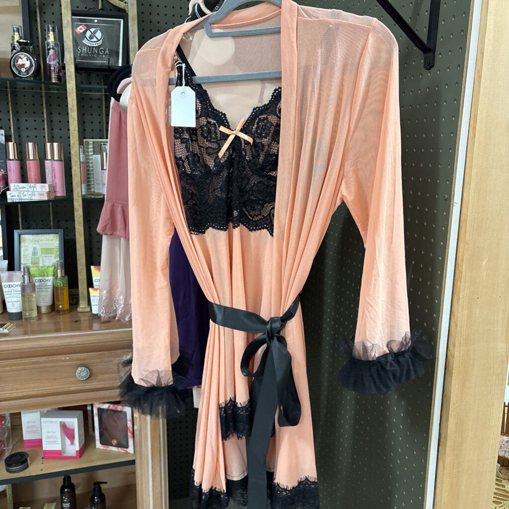 Black and Peach Negligee with Cover (M)