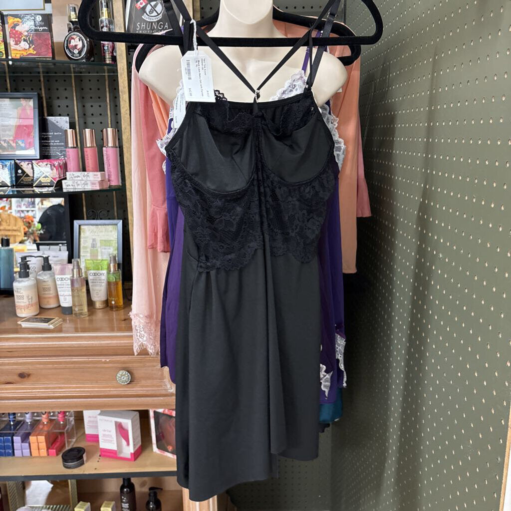 Black Lace Baby Doll with Panties XL