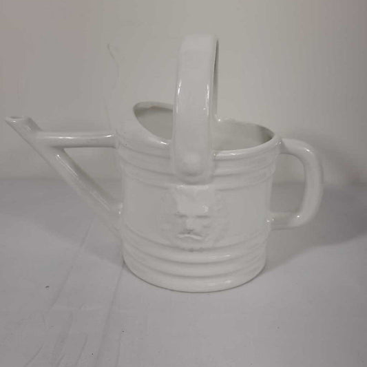 WHITE CERAMIC WATERING CAN PLANTER