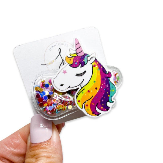 SHAKER NON SLIP HAIR CLIPS - RAINBOW UNICORN