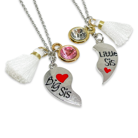 SISTER NECKLACE SET - SILVER HEART