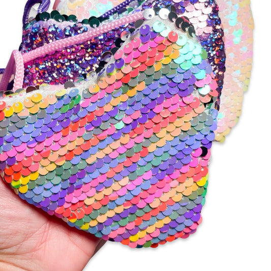 SEQUIN HEART PURSE - RAINBOW