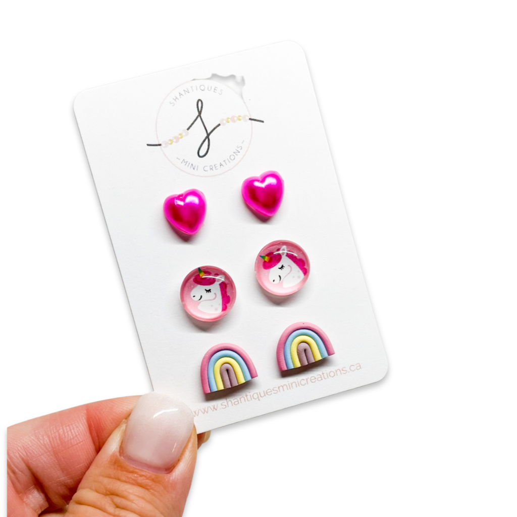 CLAY RAINBOWS PINK - TRIO EARRINGS