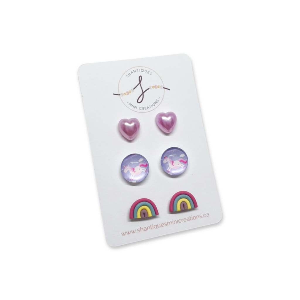 CLAY RAINBOWS PURPLE - TRIO EARRINGS