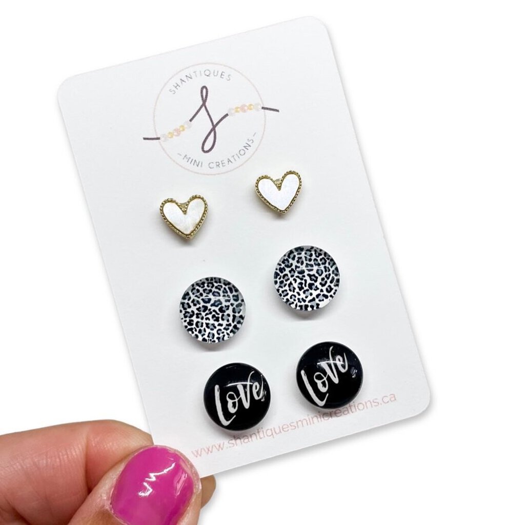 ANIMAL PRINT BLACK LOVE - TRIO EARRINGS