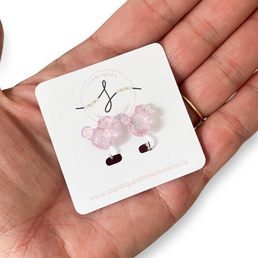 MOUSE GLITTER PINK - CLIP ON EARRINGS