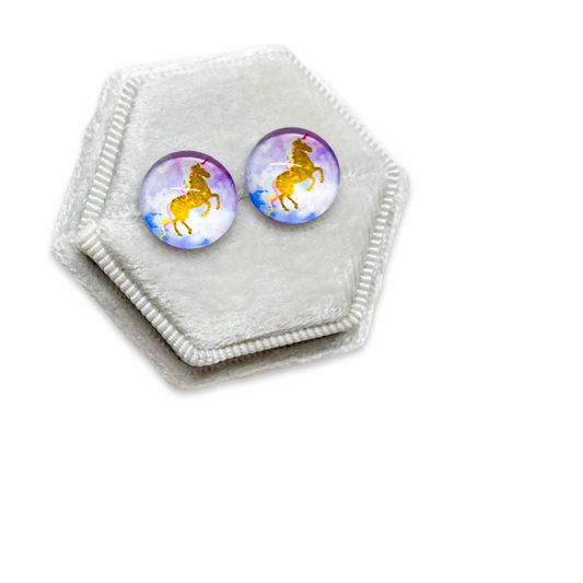 UNICORN ROUND/PURPLE- EARRINGS