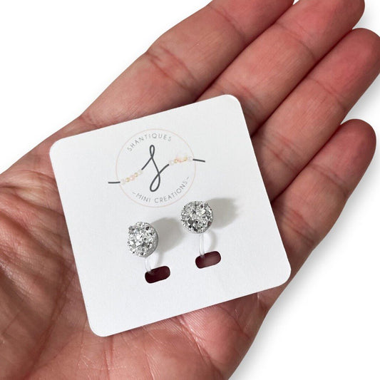 DRUZY SILVER - CLIP ON EARRINGS