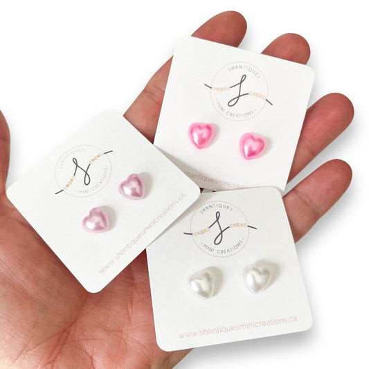 METALLIC HEARTS WHITE - EARRINGS
