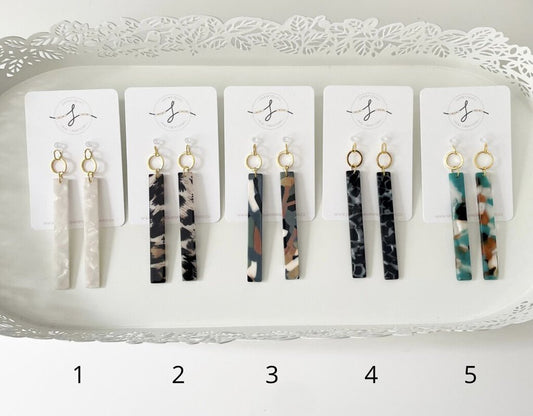 LARGE RESIN BARS 5- DANGLE EARRINGS