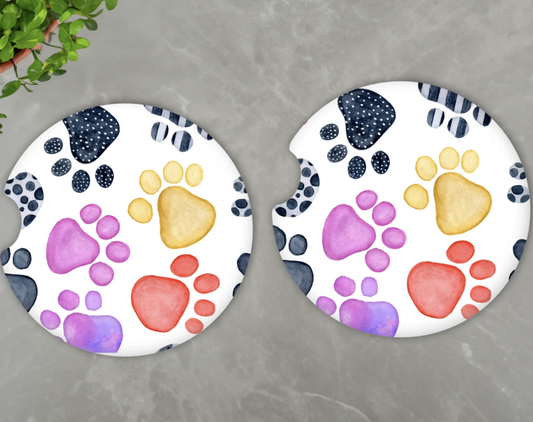 Paw Print Car Coasters
