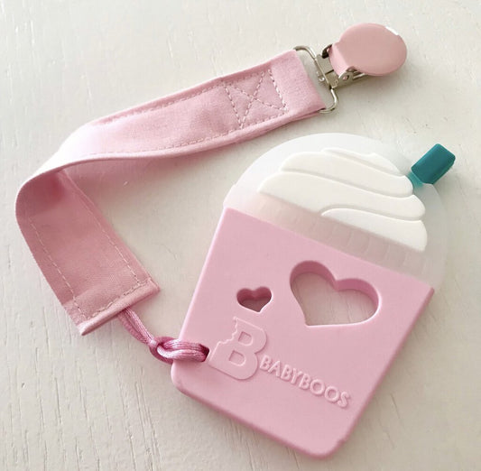 Fabric Pacifier Clip - Baby Pink