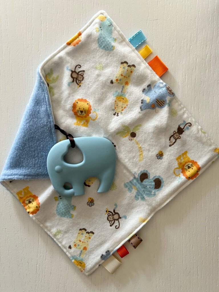 Taggie Lovie Mini Sensory Blanket - Blue Elephant