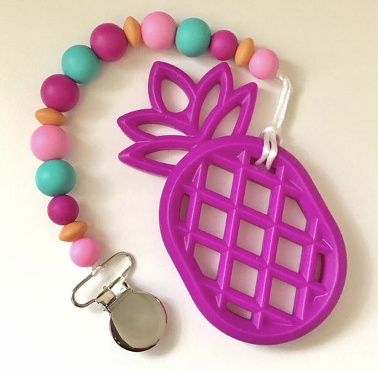 Pink Pineapple Teether & Clip