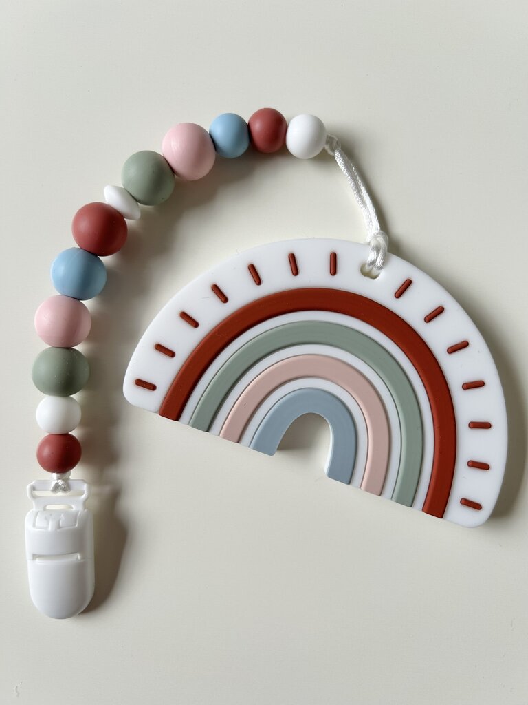 Teether & Clip - Boho Rainbow