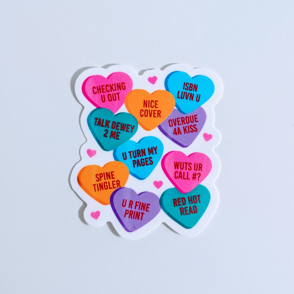 Book Hearts Die Cut Sticker