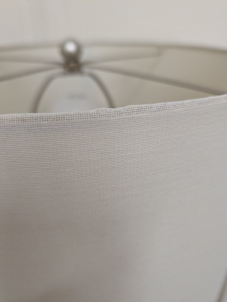 Silver "Lattice" Lamp w Shallow Drum Shade