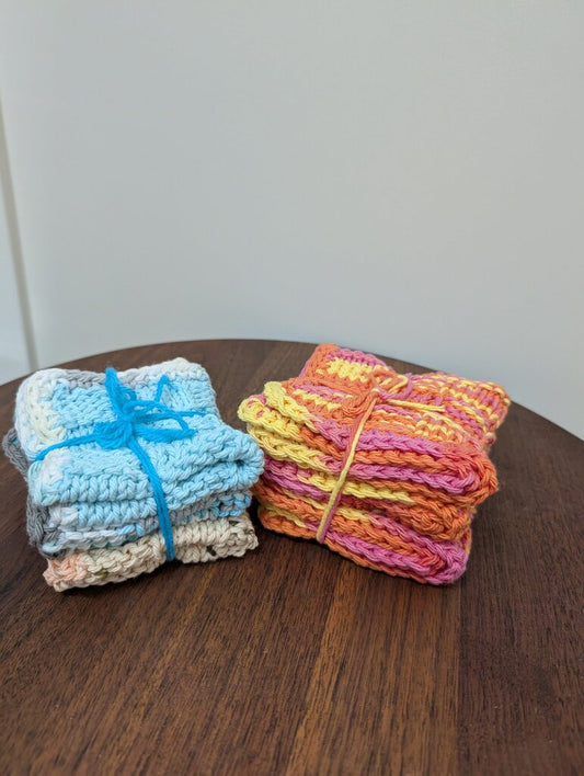 Knitted Wash Cloths 6" square Set of 3