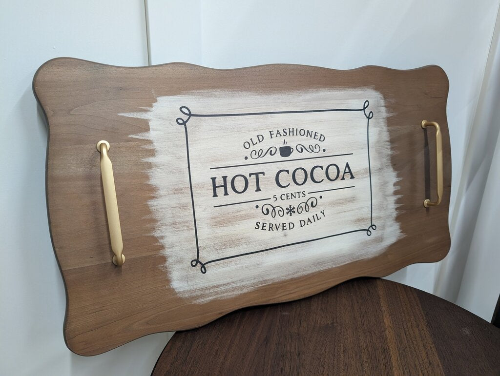 "Hot Cocoa" Solid Maple Serving tray