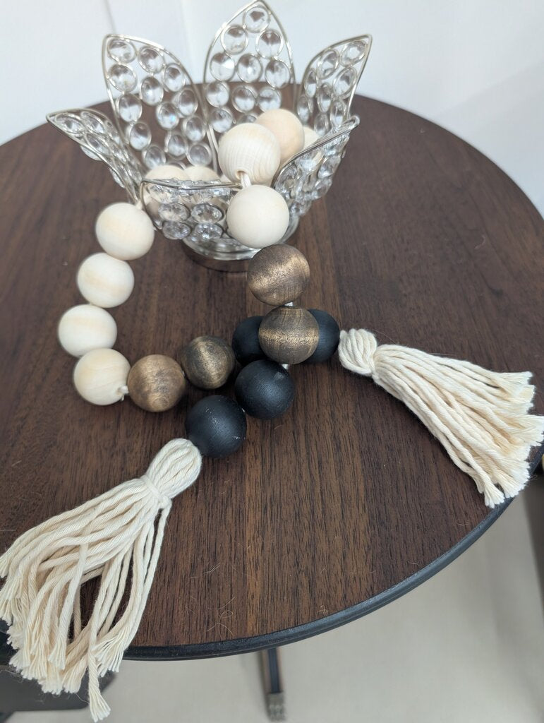 Lg Wooden Bead Garland (Black/Cotton)