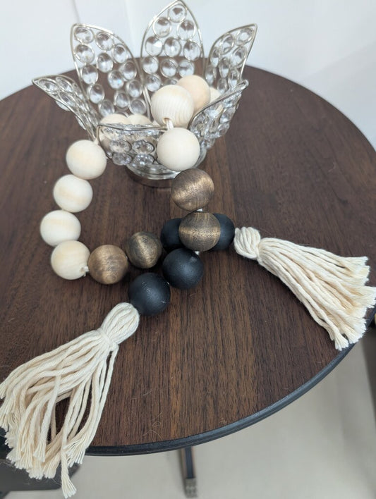 Lg Wooden Bead Garland (Black/Cotton)