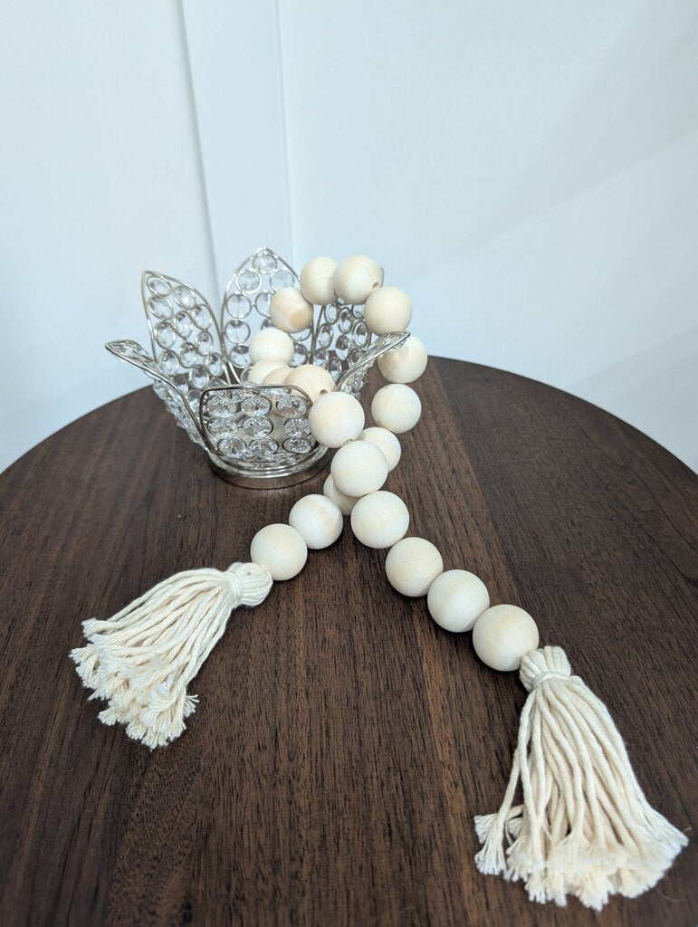 Lg Wooden Bead Garland (Natural/Cotton)