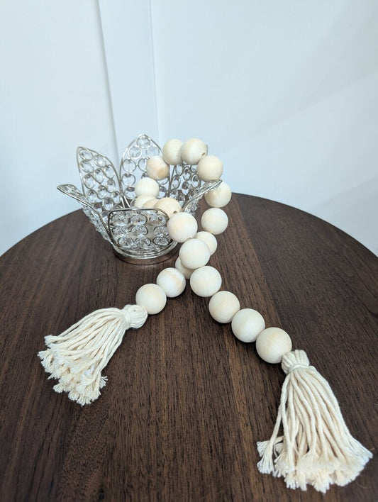 Lg Wooden Bead Garland (Natural/Cotton)