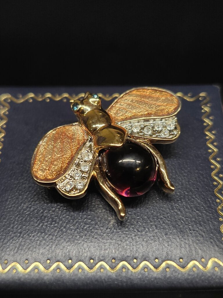 REDDISH-PURPLE BUG BROOCH