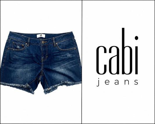 CABI JEANS Distressed Denim Shorts ~ Size 8 ~ Frayed Hem ~ Premium Designer Denim