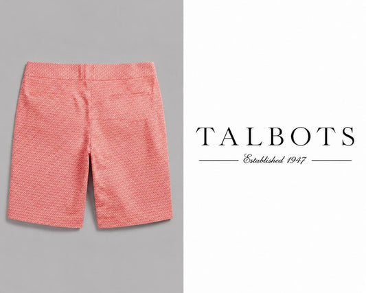 TALBOTS Stretch Bermuda Shorts - Coral & White Print - Size 18