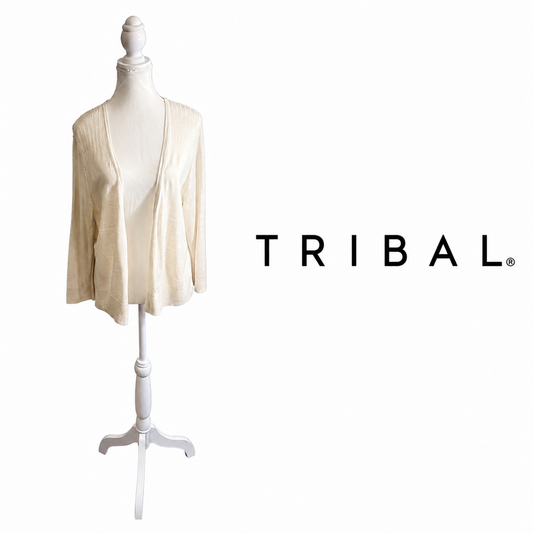 TRIBAL Cream Open Front Knit Cardigan ~ Size XL